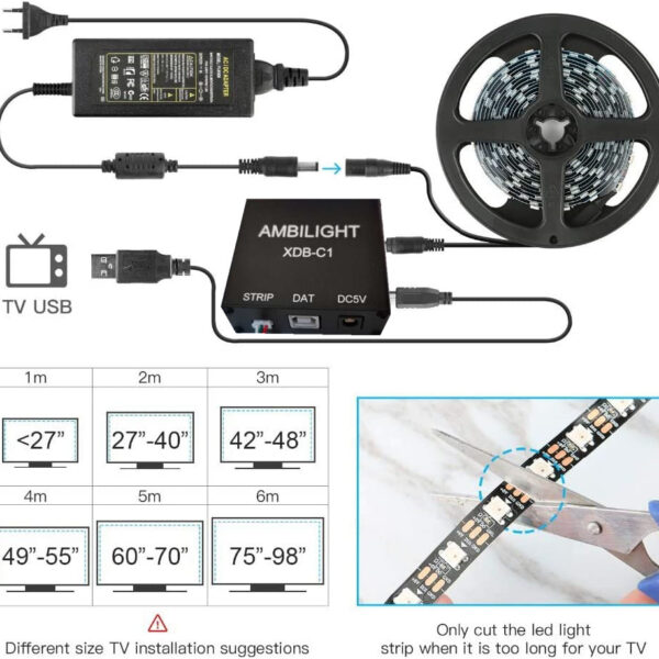 Ambilight Kit USB LED Strip light 5050 RGB Dream color ws2812b strip for TV