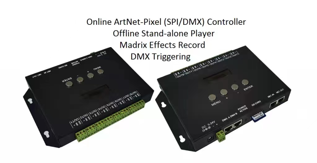 Artnet spi Dmx led Controller TC809 madrix | WS2811, WS2812B, WS2815, Pixel Led, DMX, Art-net, Madrix live Controller, Flexible Matrix